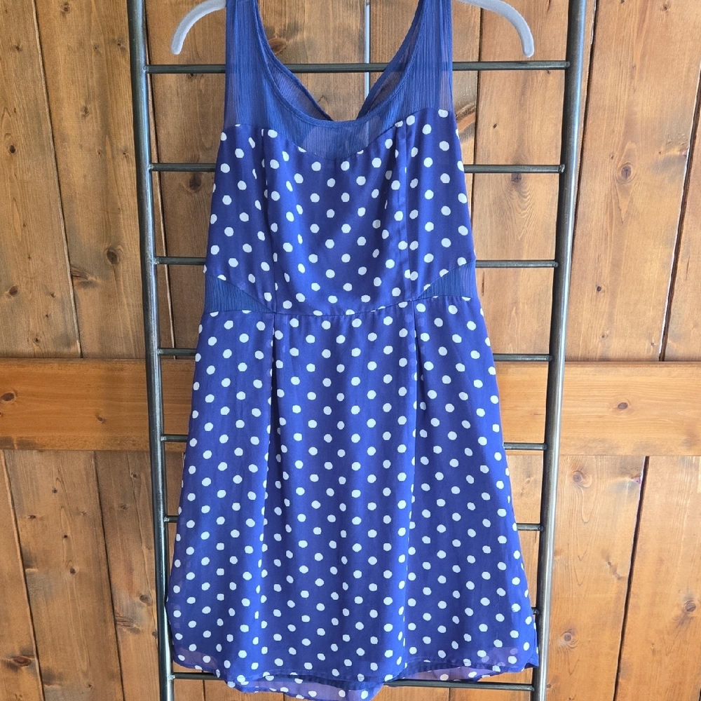 Jessica Simpson Blue /purple Polka Dot Mini Dress